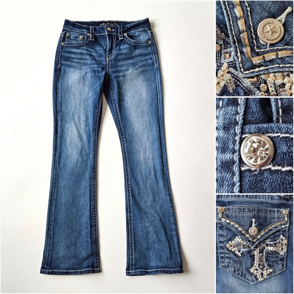 Stella in Dreams Bootcut Jeans 11/30 Mid Rise Embellished Western Y2K Bling - Picture 1 of 16